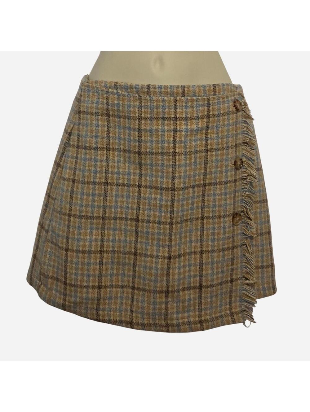 Gianni Bini Girls Tan/Blue Mini Wrap Skirt  Sz 14